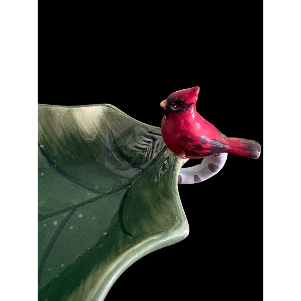 Certified International Susan Winget Cardinal Holly Leaf Candy Dish Christmas - Picture 6 of 9